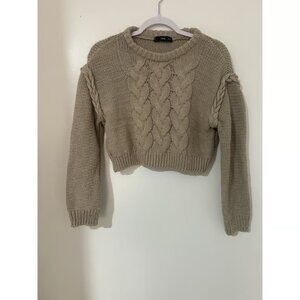 Ming Juniors XS Cable Knit Sweater Cropped Bohemian Shabby Chic Cottagecore